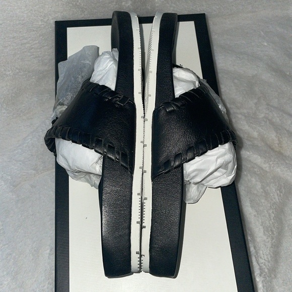 NWT J/SLIDES NIGEL Black Leather Tassel Sandal - Picture 9 of 11